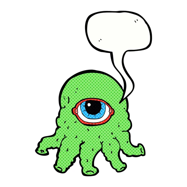 Cartoon alien head with speech bubble