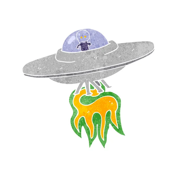 Retro cartoon alien flying saucer
