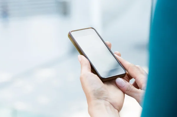 Woman holding smartphone