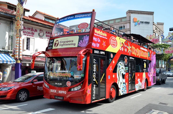 Hop Bus for tourist travels in Little India, Singapore