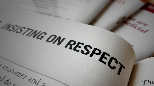 Insisting on respect word on a book