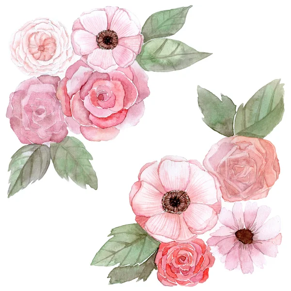 Pink flowers on white background