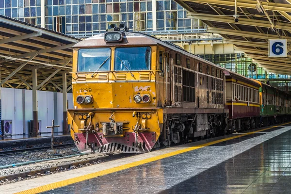 BANGKOK, THAILAND - AUGUST 6: Hua Lampong Train Station - Central of Train station in Thailand. It was created by Italian and German style in 1910. Diesel train used for support passenger long time, August 6, 2016 in Bangkok, Thailand