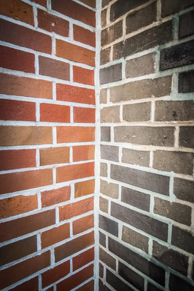 Two tone color of corner brick wall