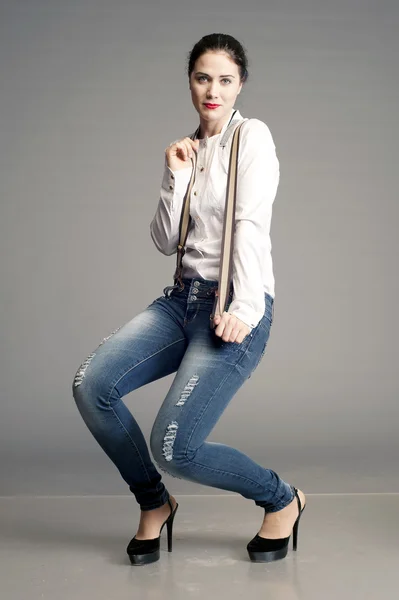 Beautiful girl  in  stylish jeans