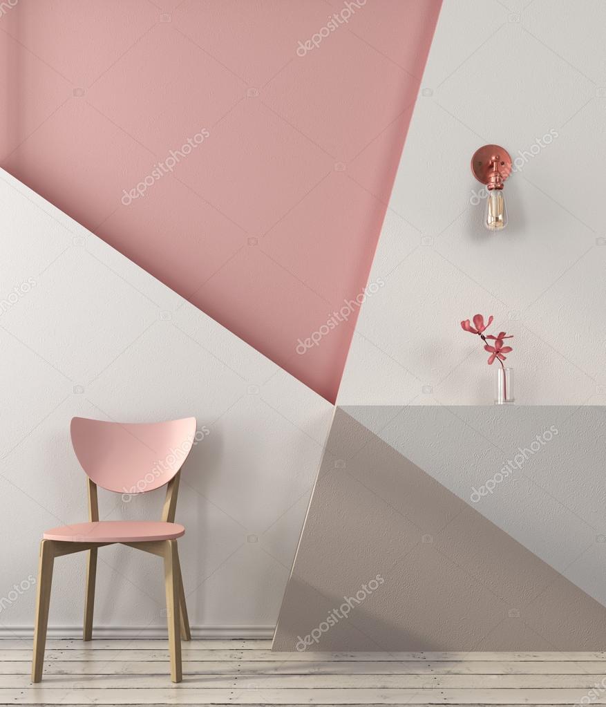 Sedia rosa sullo sfondo di una parete geometrica — foto stock ...