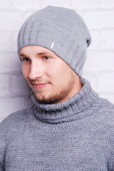 Handsome man in winter hat