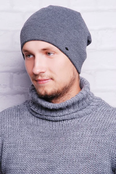 Handsome man in winter hat