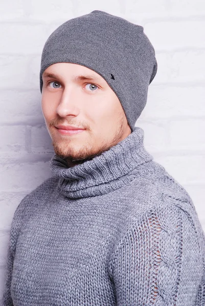 Handsome man in winter hat