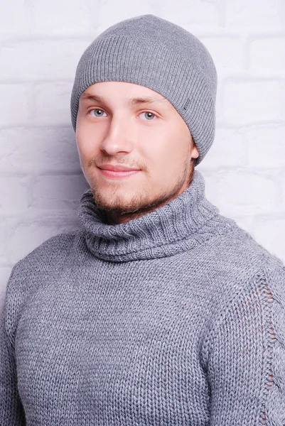 Handsome man in winter hat