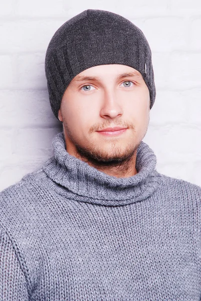 Handsome man in winter hat