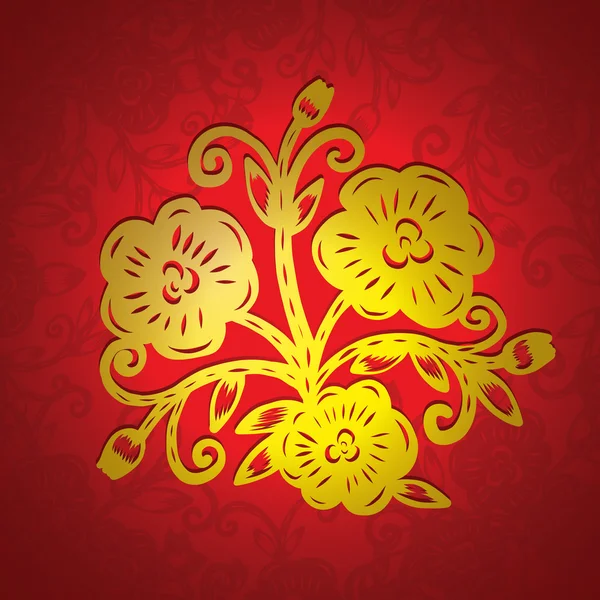 Chinese paper cutting, Flower paper cutting, isolated illustration