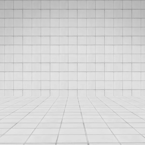 Room perspective white  tile wall texture for background