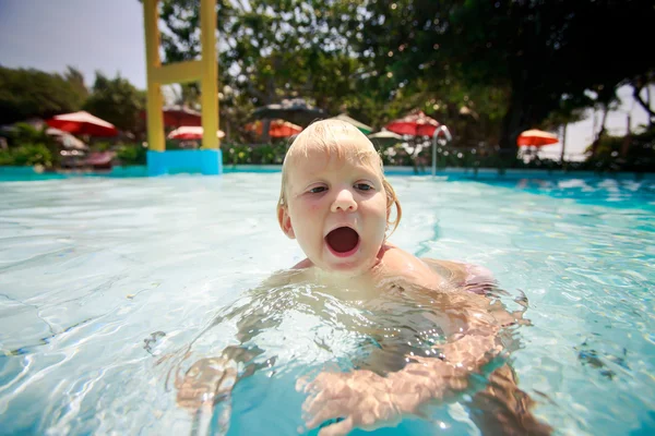 Small blonde girl in pool