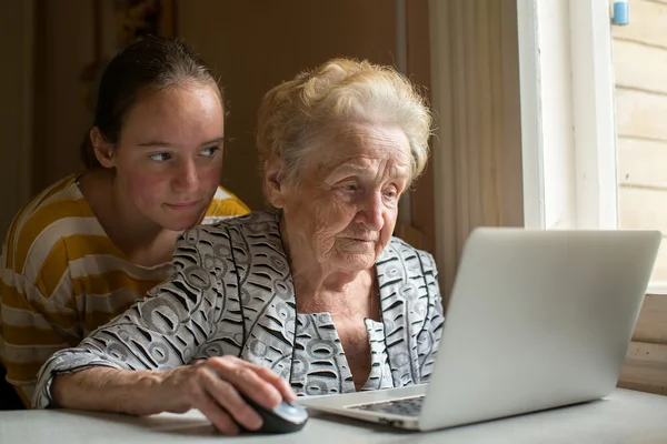 Granddaughter teaches her grandmother