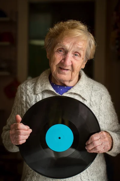 Woman with vinyl disc