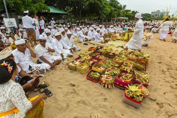 People during ceremony Melasti Ritual