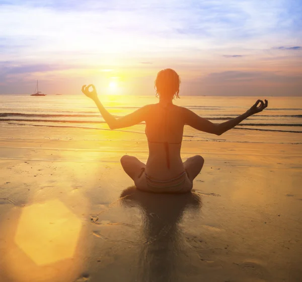 Silhouette of  woman yoga