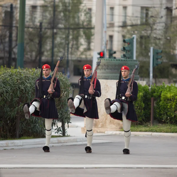 Greek Evzones dressed in service uniform