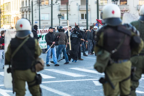 Leftist and anarchist clashed with riot police