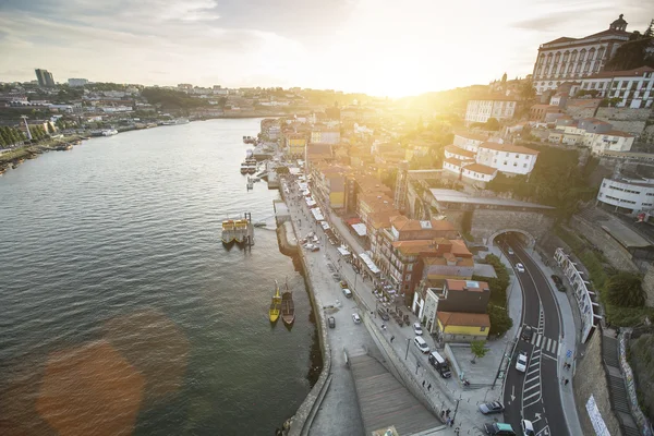 Douro river at center of Porto.