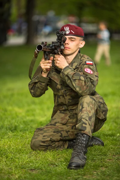 Polish soldier during demonstration of the military