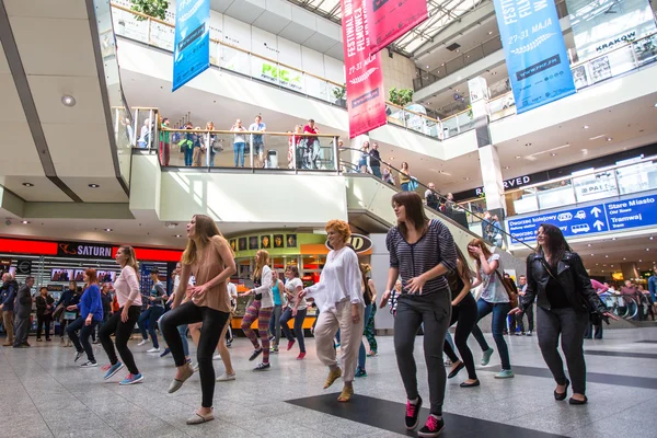 Unidentified participants in a dance flash mob