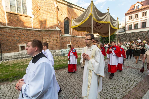 During the celebration the Feast of Corpus Christi