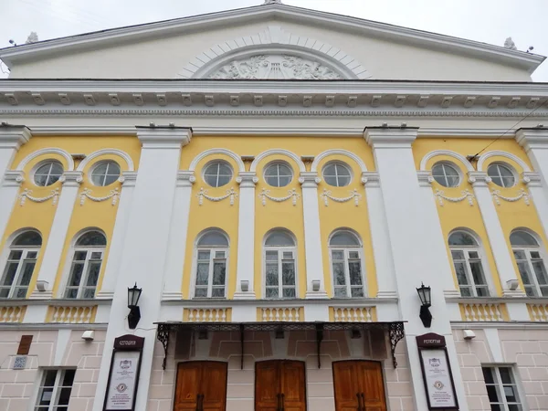 The facade of Kostroma state drama theater named after A. N. Ostrovsky (19th century)