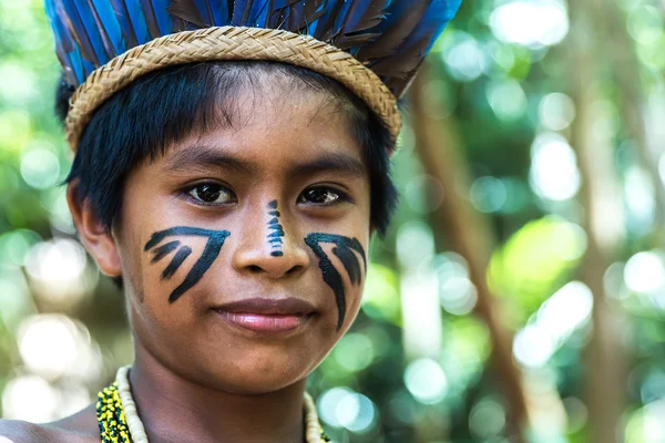 Brazilian boy at an indigenous tribe