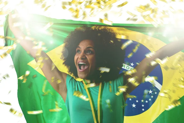 Woman holding the brazilian flag