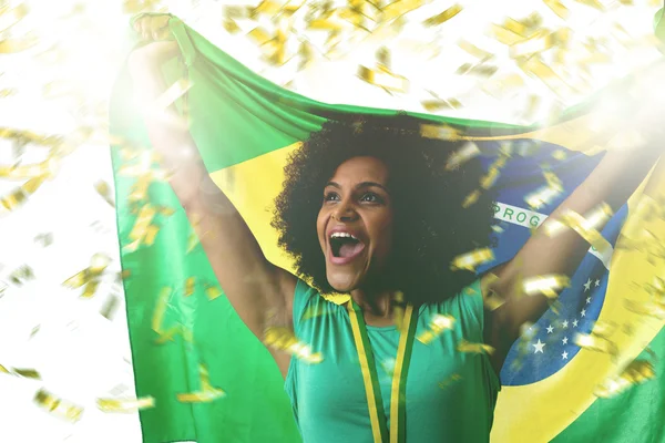 Woman holding the brazilian flag