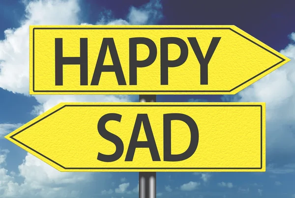 Happy and sad yellow signs