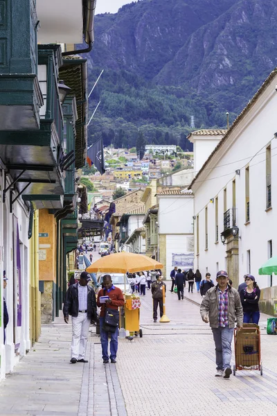 People walking in Candelaria Area in Bogota, Colombia