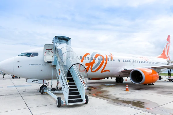 RIO DE JANEIRO, BRAZIL - CIRCA NOV 2014: GOL Aircraft in Santos Dumont Airpot in Rio de Janeiro, Brazil. GOL became a world reference for democratizing air transportation in Brazil.