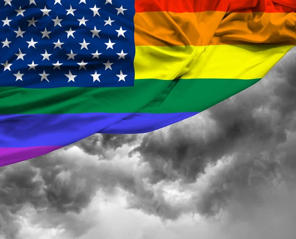 USA LGBT waving flag on a bad day