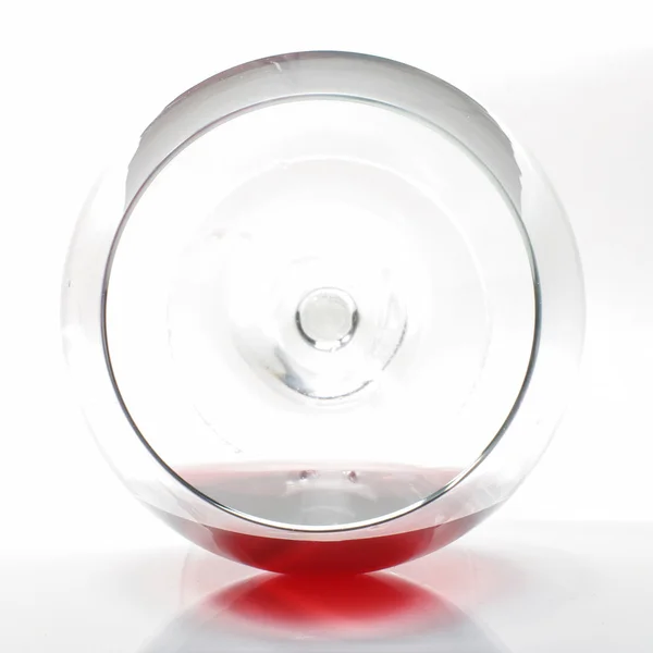 Red wine glass top view isolated