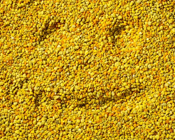 Smilling face on bee pollen surface, healthy life concept