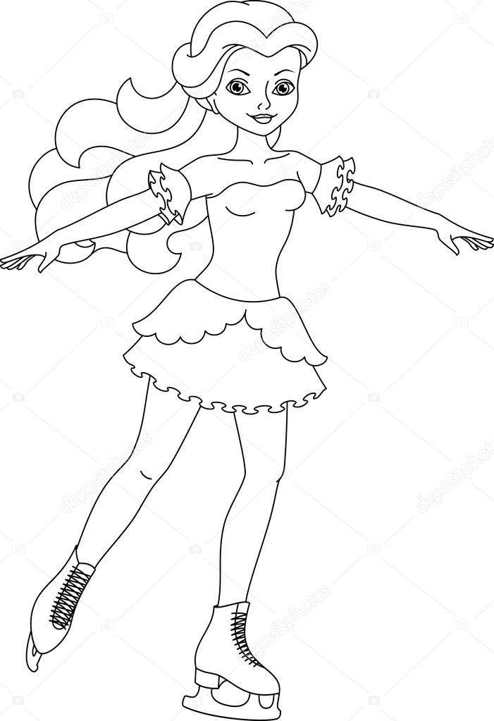 Página para colorear de patinadora — Archivo Imágenes Vectoriales