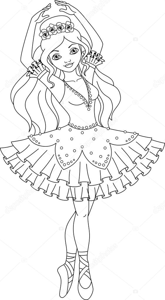 Ballerina coloring page — Stock Vector © Malyaka #75102519