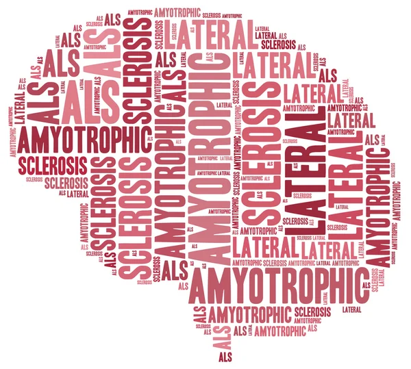 ALS. Word cloud illustration brain disease related.