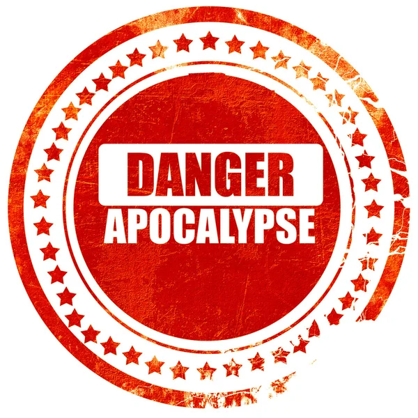 Apocalypse danger background, grunge red rubber stamp on a solid