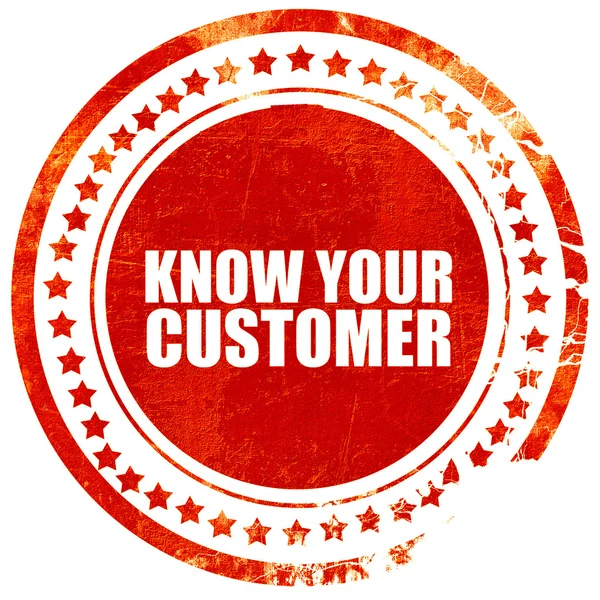 Know your customer, grunge red rubber stamp with rough lines and