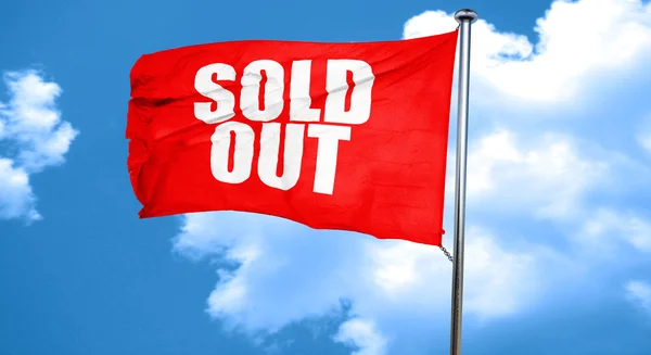 Sold out, 3D rendering, a red waving flag