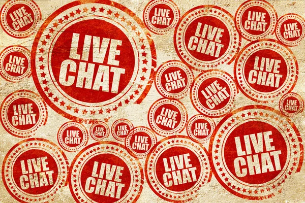 Live chat, red stamp on a grunge paper texture