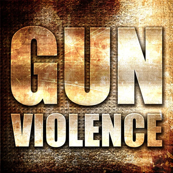 Gun violence, 3D rendering, metal text on rust background