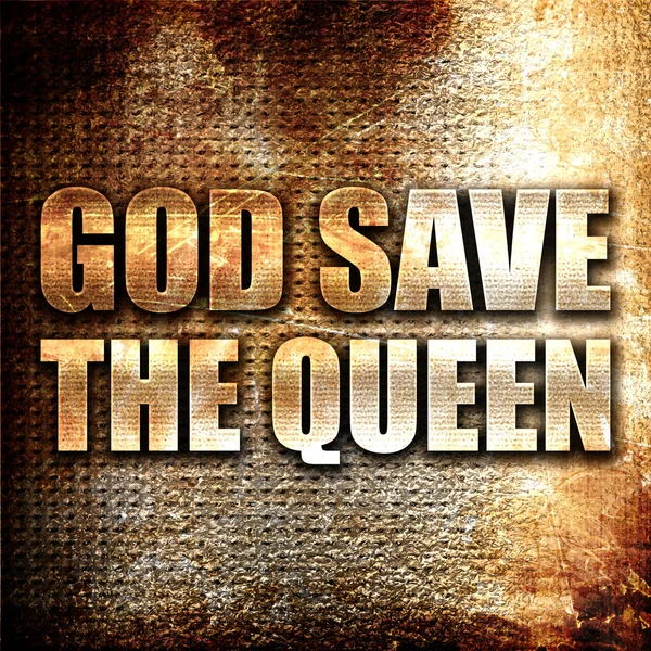 God save the queen, 3D rendering, metal text on rust background