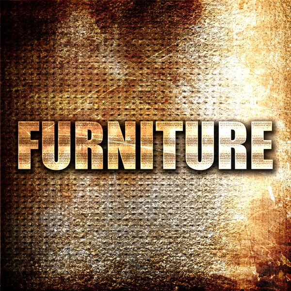 Furniture, 3D rendering, metal text on rust background