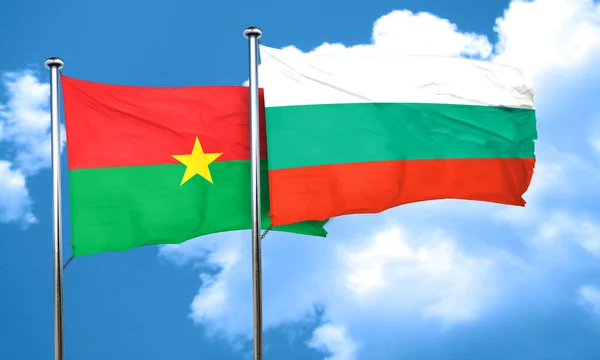 Burkina Faso flag with Bulgaria flag, 3D rendering