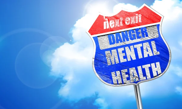 Mental health  sign, 3D rendering, blue street sign